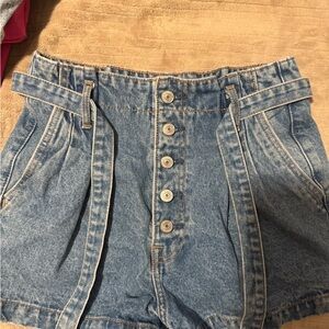 Abercrombie & Fitch Blue Jean Shorts with Button Detail